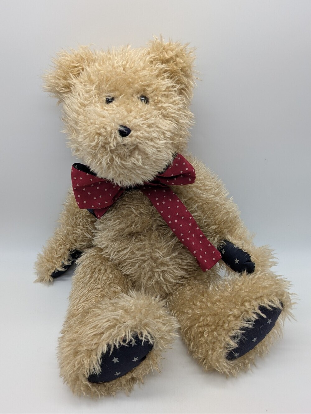 Vintage Boyds Bear Patrick Beanster Tan Heavy Red Blue Star Teddy Bear
